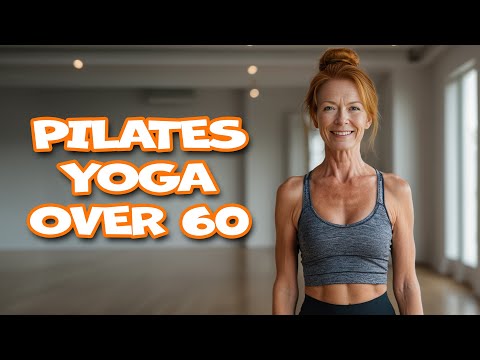 Natural Older Women Over 60 Doing Pilates Yoga in Leggings