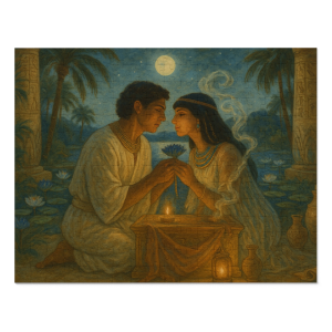 Blue Lotus Vow: Lovers' Ritual Puzzle in Ancient Egyptian Temple Garden (252 Pieces)